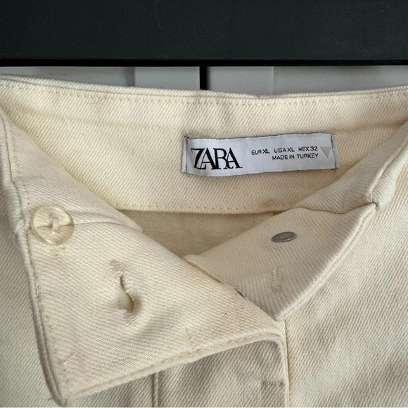 Zara High Rise Button Fly Cream Colored Shorts Size XL - Picture 5 of 7
